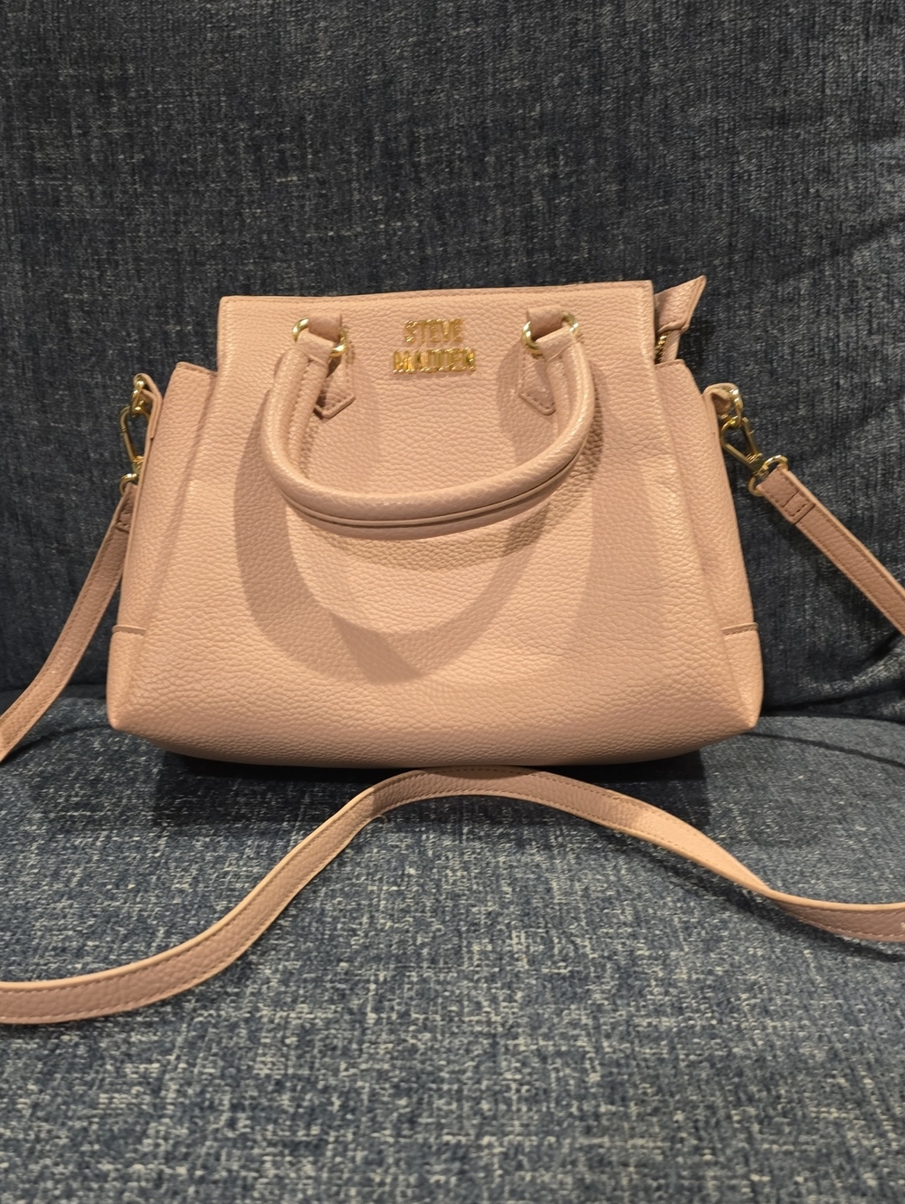 Steve Madden Pebbled Blush Pink Satchel with Gold Hardware